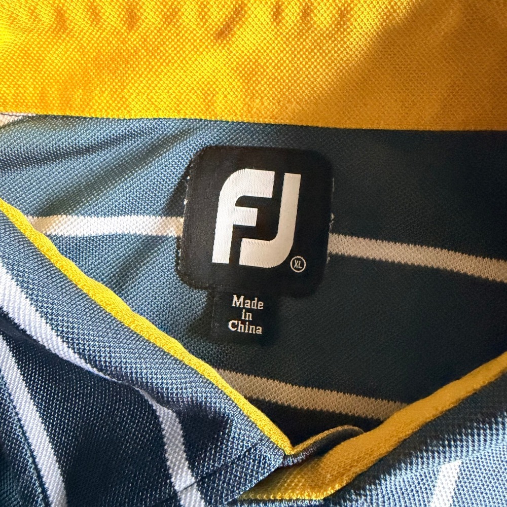 FootJoy Mens XL Blue Striped Cimarron Golf Club ProDry Performance Polo Shirt - Picture 4 of 7